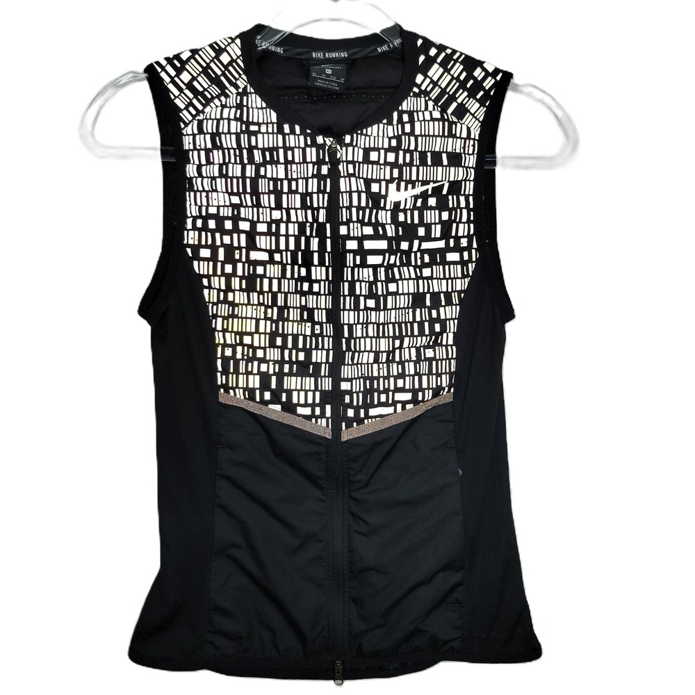 Nike Aeroloft 800 Women Black Reflective Packable Down Running Vest XS Jacket